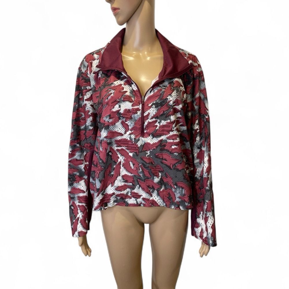 Adidas Fast Graphic Primeblue Running wine /gray Patterned Jacket size M